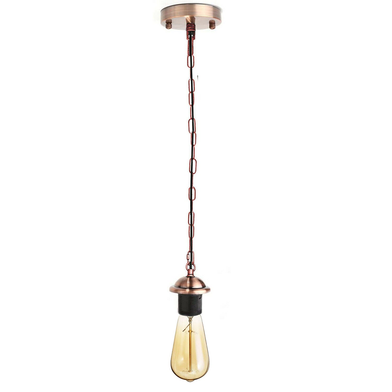 Copper Metal Ceiing E27 Lamp Holder Pendant Light With Chain~1776 - LEDSone UK Ltd