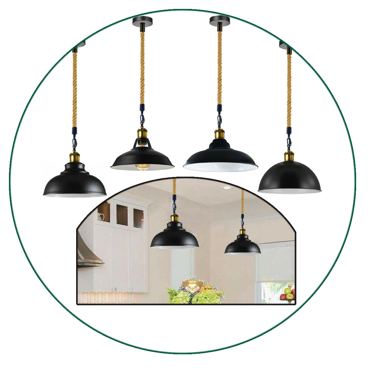 Metal Ceiling Pendant Light Modern Hemp Hanging Retro Lamps~1641 - LEDSone UK Ltd