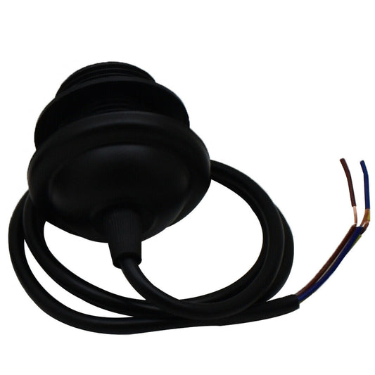E27 Black Colour Umbrella Holder PVC Round Black Colour 1m Cable Pendant Set~2155 - LEDSone UK Ltd