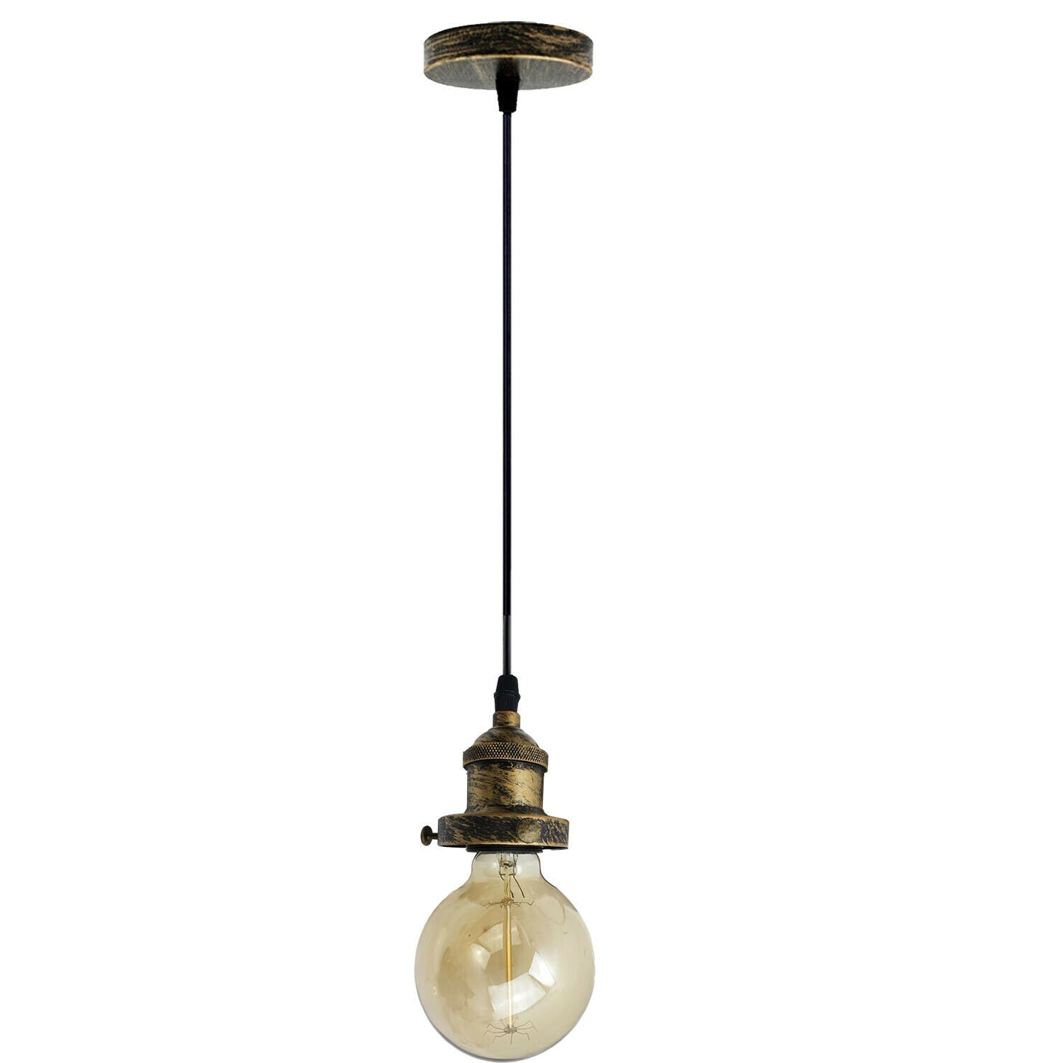 E27 Ceiling Rose Light Fitting Vintage Industrial Pendant Lamp Bulb Holder Light - Brushed Copper~2208 - LEDSone UK Ltd