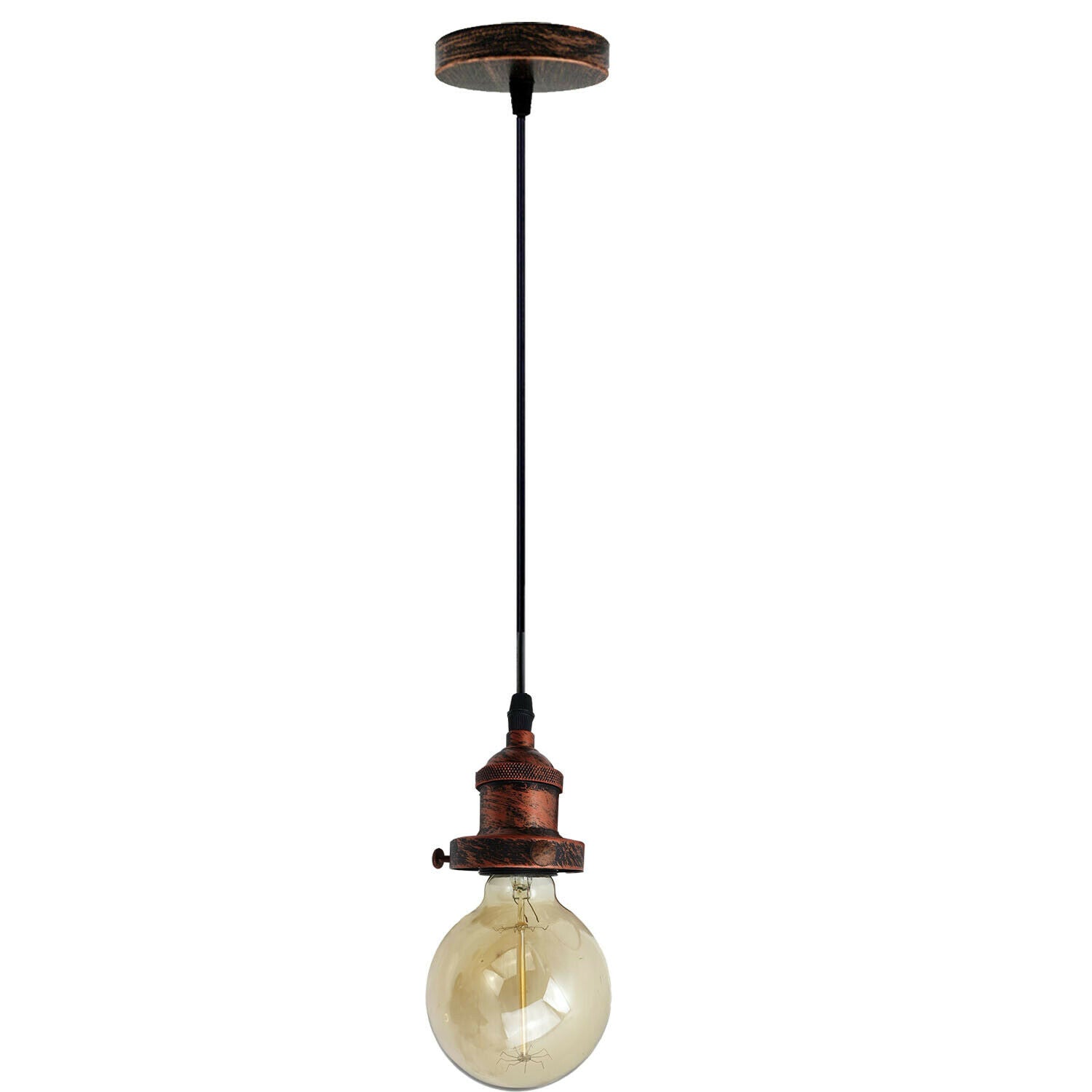 E27 Ceiling Rose Light Fitting Vintage Industrial Pendant Lamp Bulb Holder Light - Rustic Red~2206 - LEDSone UK Ltd