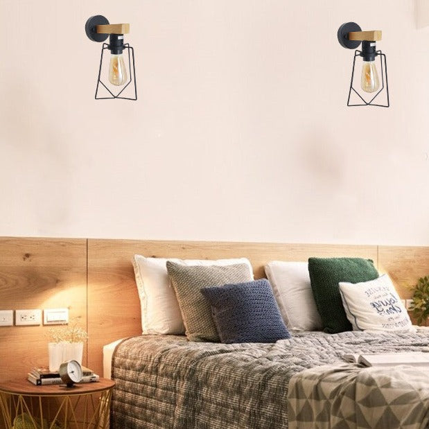 E27 Modern Industrial Retro Wall Lights Fittings Indoor Sconce Wood Metal Lamp~2469 - LEDSone UK Ltd