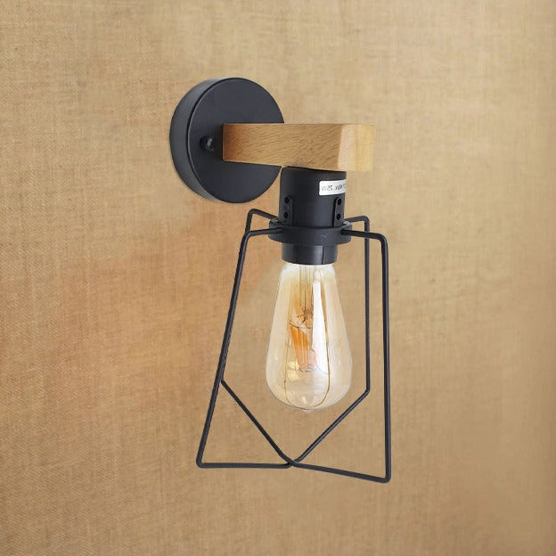 E27 Modern Industrial Retro Wall Lights Fittings Indoor Sconce Wood Metal Lamp~2469 - LEDSone UK Ltd