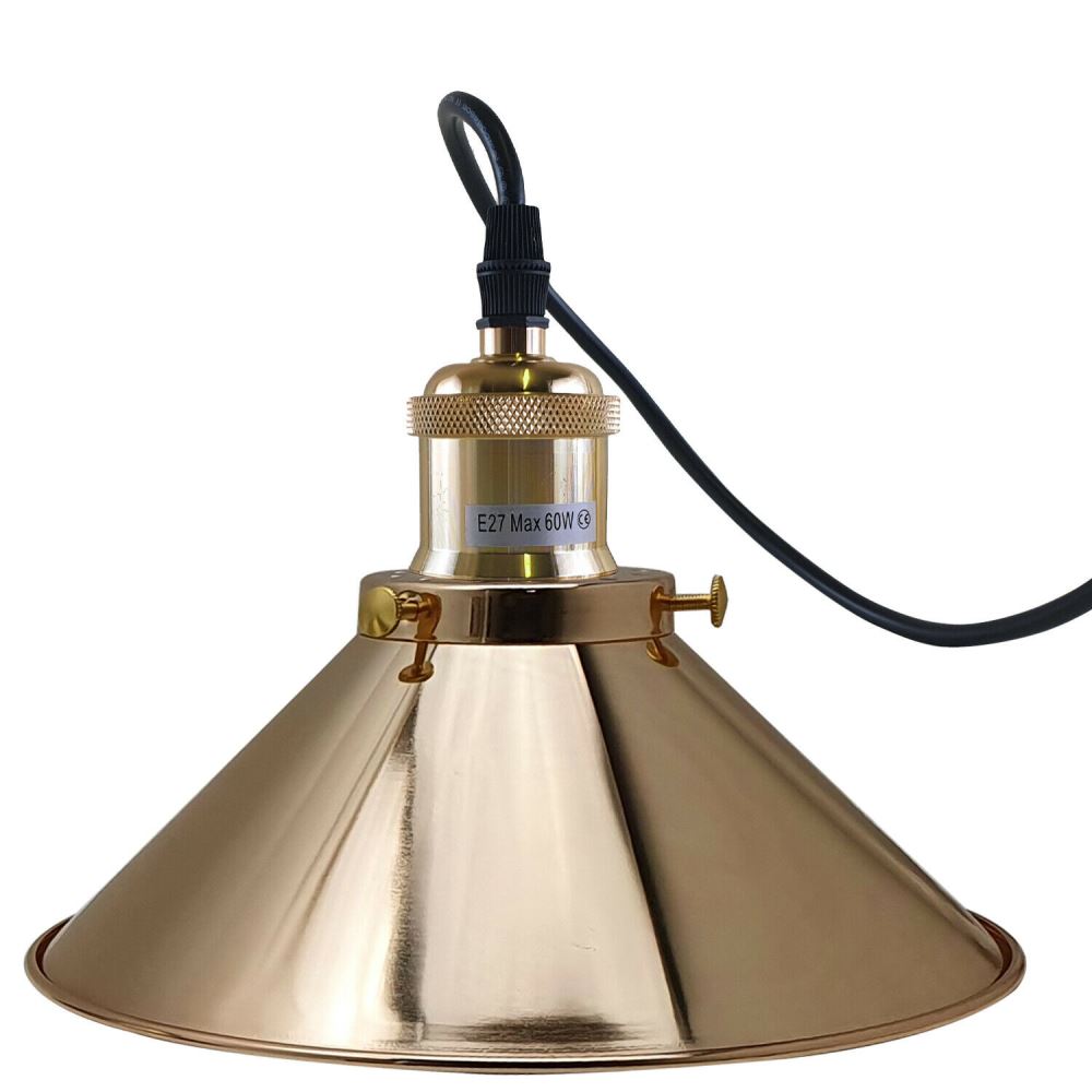 French Gold 3 Head Vintage Industrial Retro Loft Style Metal Ceiling Lampshade~1607 - LEDSone UK Ltd
