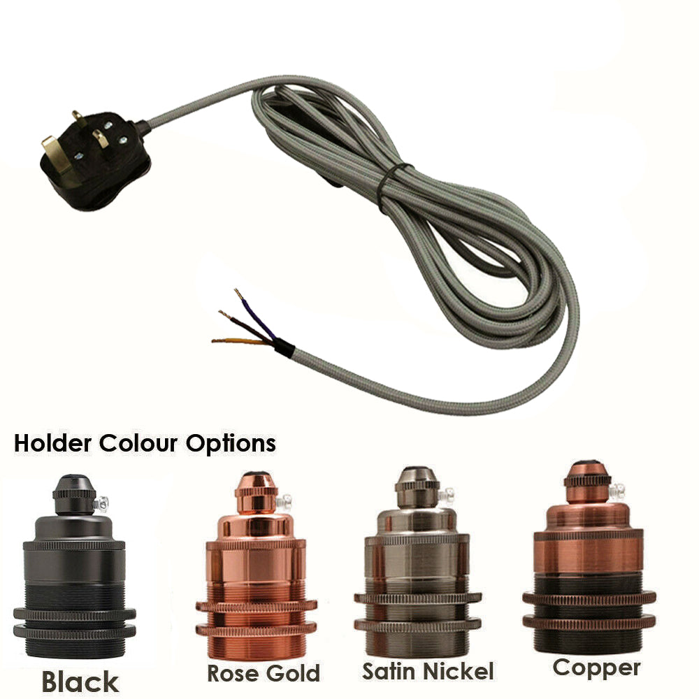 Fabric Flex Cable Plug In Pendant Lamp Light Holder