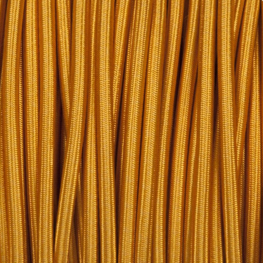 3 core Round Vintage Braided Fabric Gold Cable Flex 0.75mm