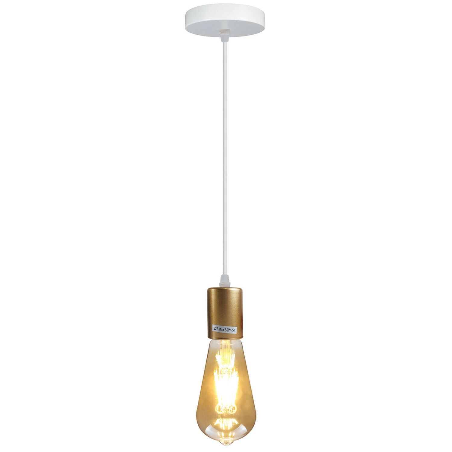 Gold E27 Ceiling Light Fitting Industrial Pendant Lamp Bulb Holder~1673 - LEDSone UK Ltd