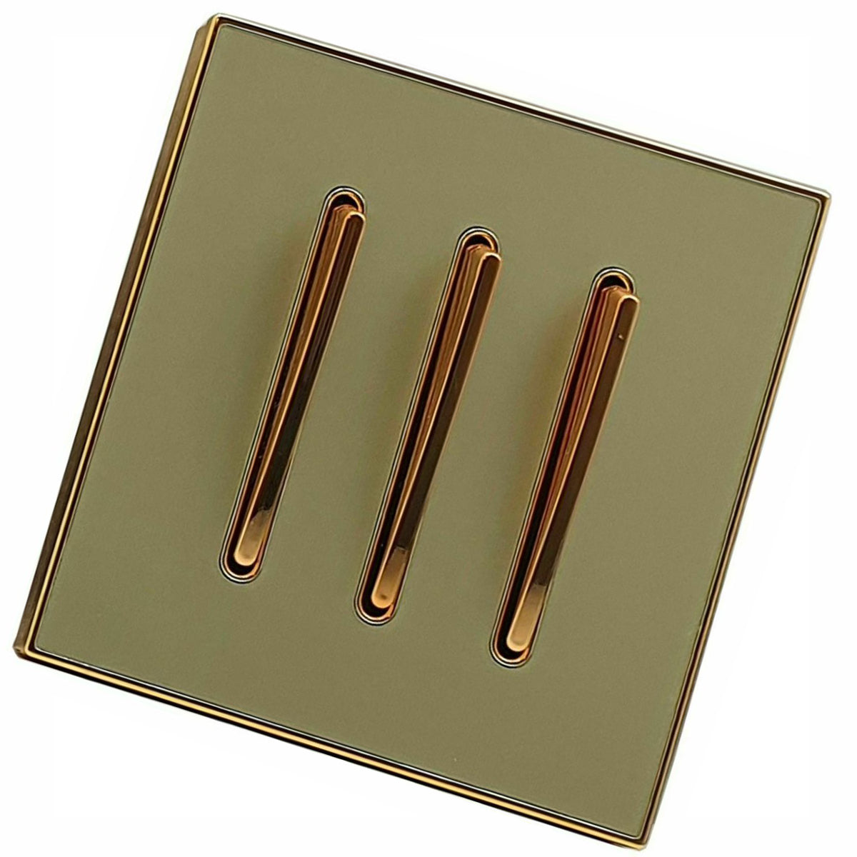 Gold Glossy Screw less Wall Light 3 Gang Switch
