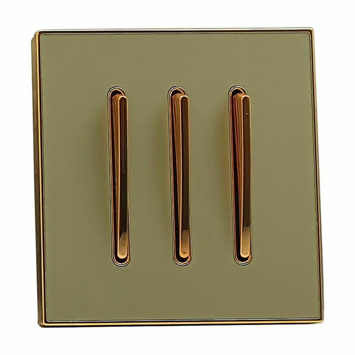 Gold Glossy Screw less Wall Light 3 Gang Switch