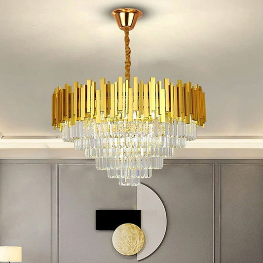 Living Room Lighting  Gold Crystal Chandelier 