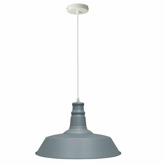 Grey Pendant Light Lampshade Ceiling Light Shade With Bulb~1794 - LEDSone UK Ltd