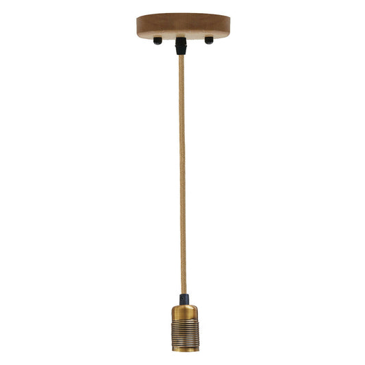 Yellow Brass E27 Vintage Industrial Loft Hemp Rope Pendant Light~3125 - LEDSone UK Ltd