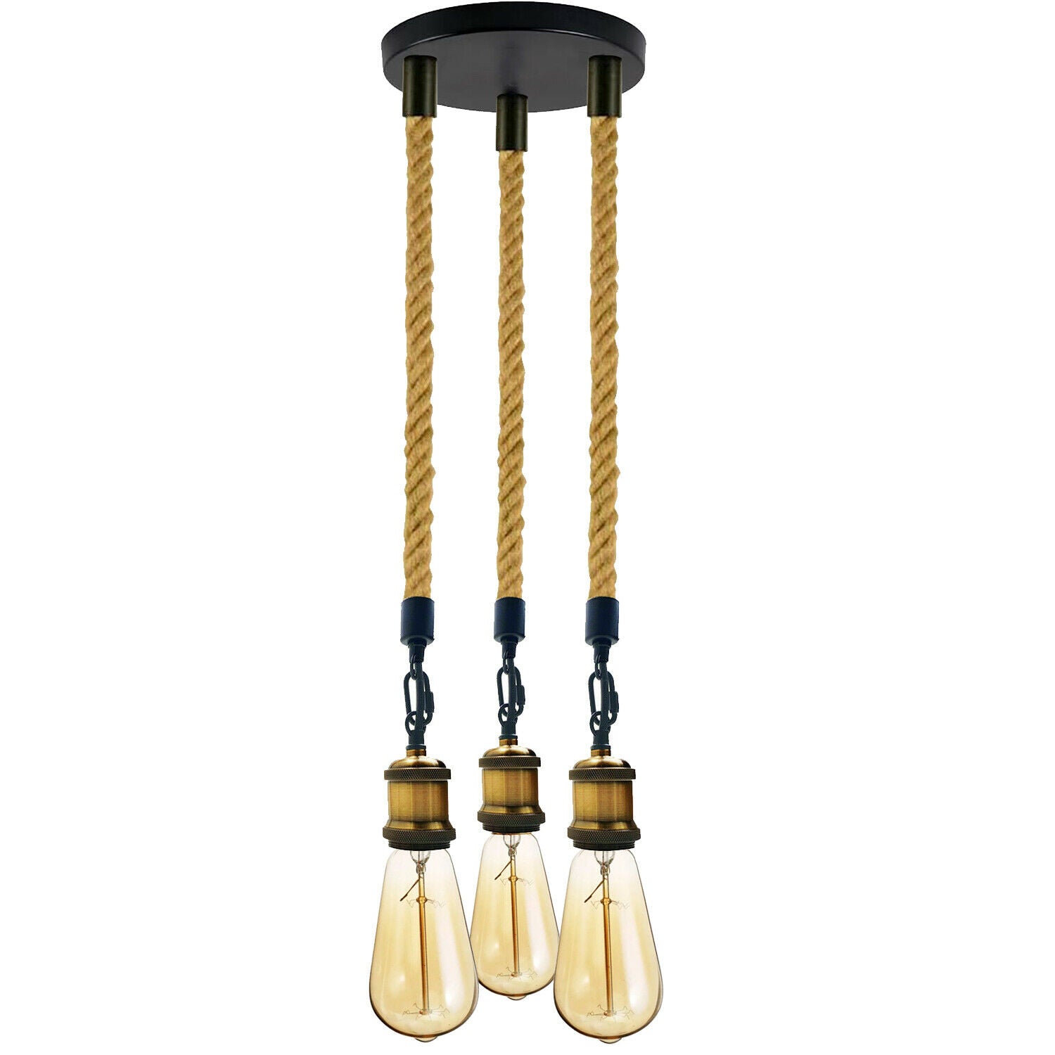 Hemp Rope 3 Head Pendant Ceiling Light Retro Lamp~1931 - LEDSone UK Ltd