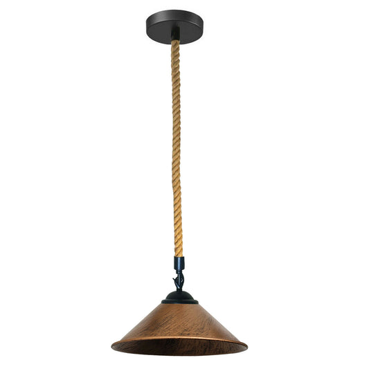 Brushed Copper Cone Lamp Shade With Hemp Pendant~2022 - LEDSone UK Ltd