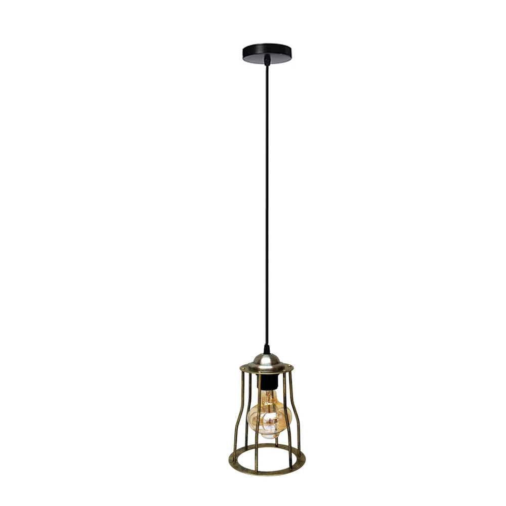 Vintage Ceiling Hanging Pendant Brass Lamp Wire Cage~3164 - LEDSone UK Ltd