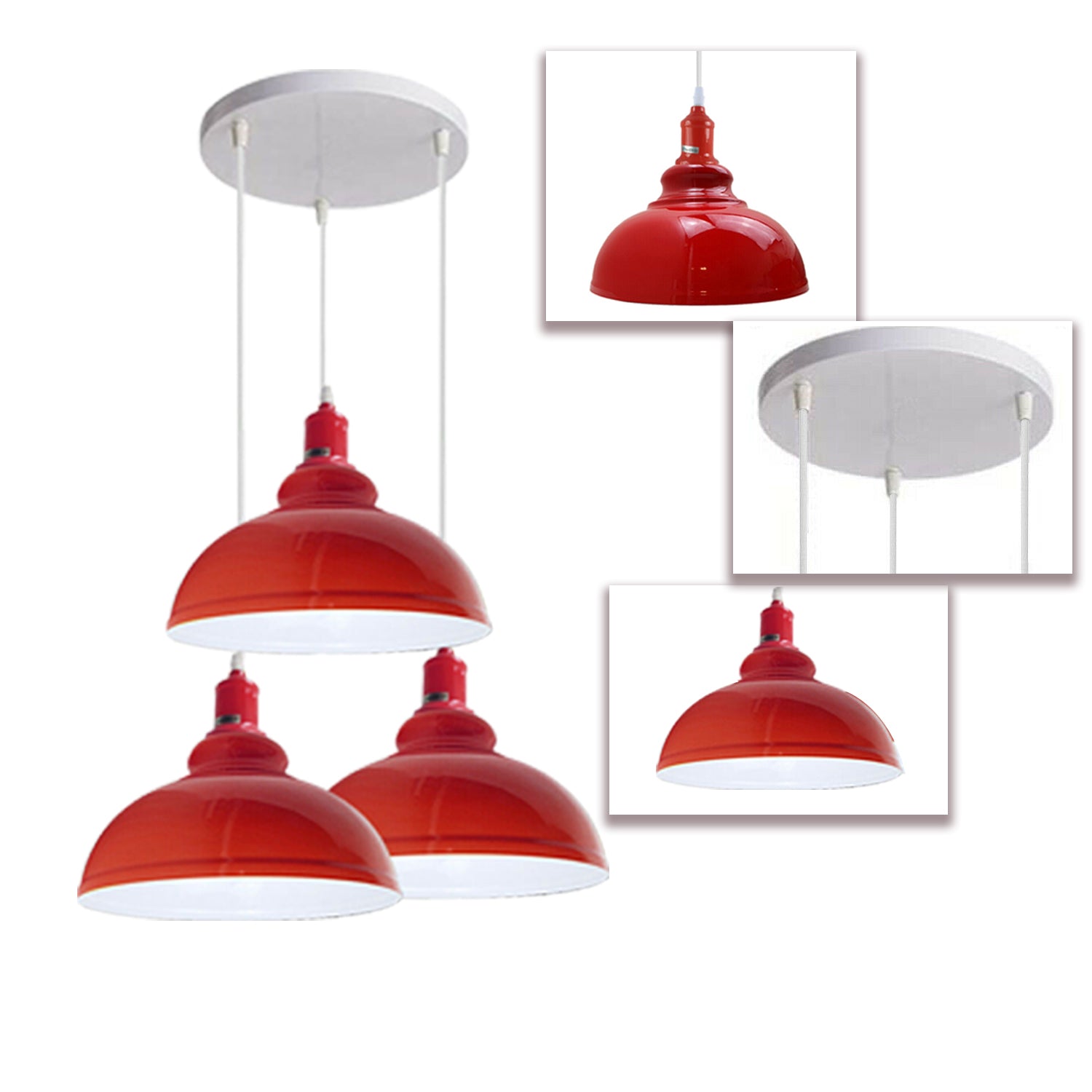 Industrial Retro Pendant Light Shade Suspended Ceiling Lights Style Metal Lamp~1505 - LEDSone UK Ltd