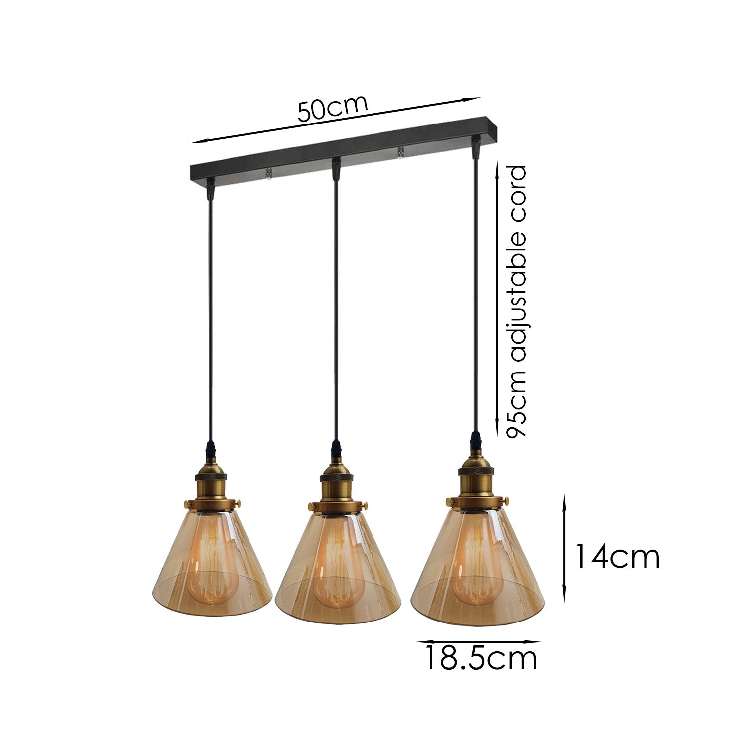 Industrial Retro Pendant Light Suspended Cluster Lights Style Glass Lamp Shade~2605 - LEDSone UK Ltd