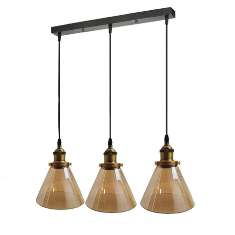 Industrial Retro Pendant Light Suspended Cluster Lights Style Glass Lamp Shade~2605