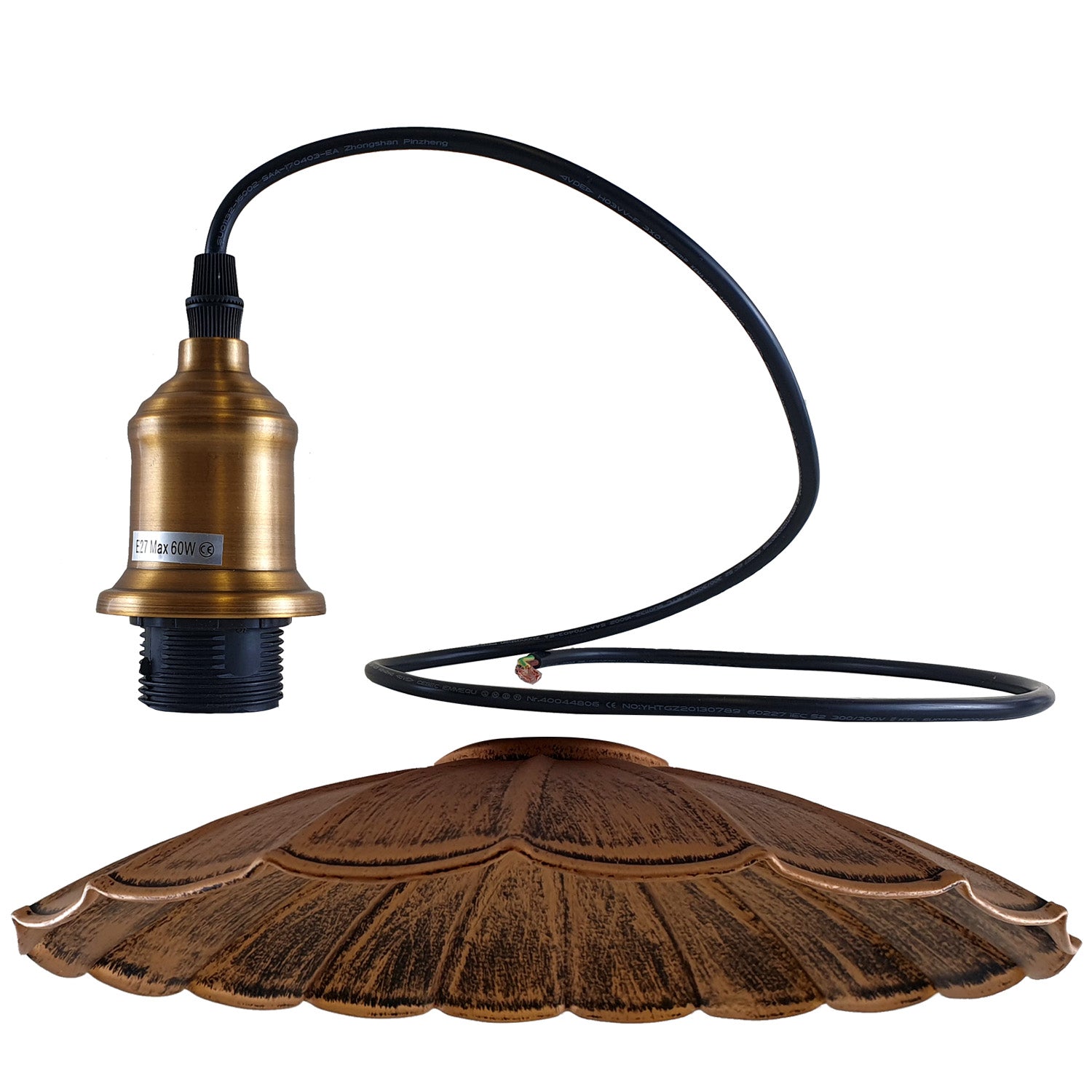 Brushed Copper Wavy Metal Ceiling Pendant Light~1484 - LEDSone UK Ltd