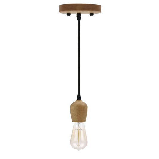 Industrial Wood E27 Screw Holder Ceiling Rose Pendant Light~2472 - LEDSone UK Ltd