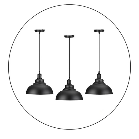 3 Pack Vintage Industrial Retro Ceiling Pendant Light Lampshade Black Metal Light Shade~2262