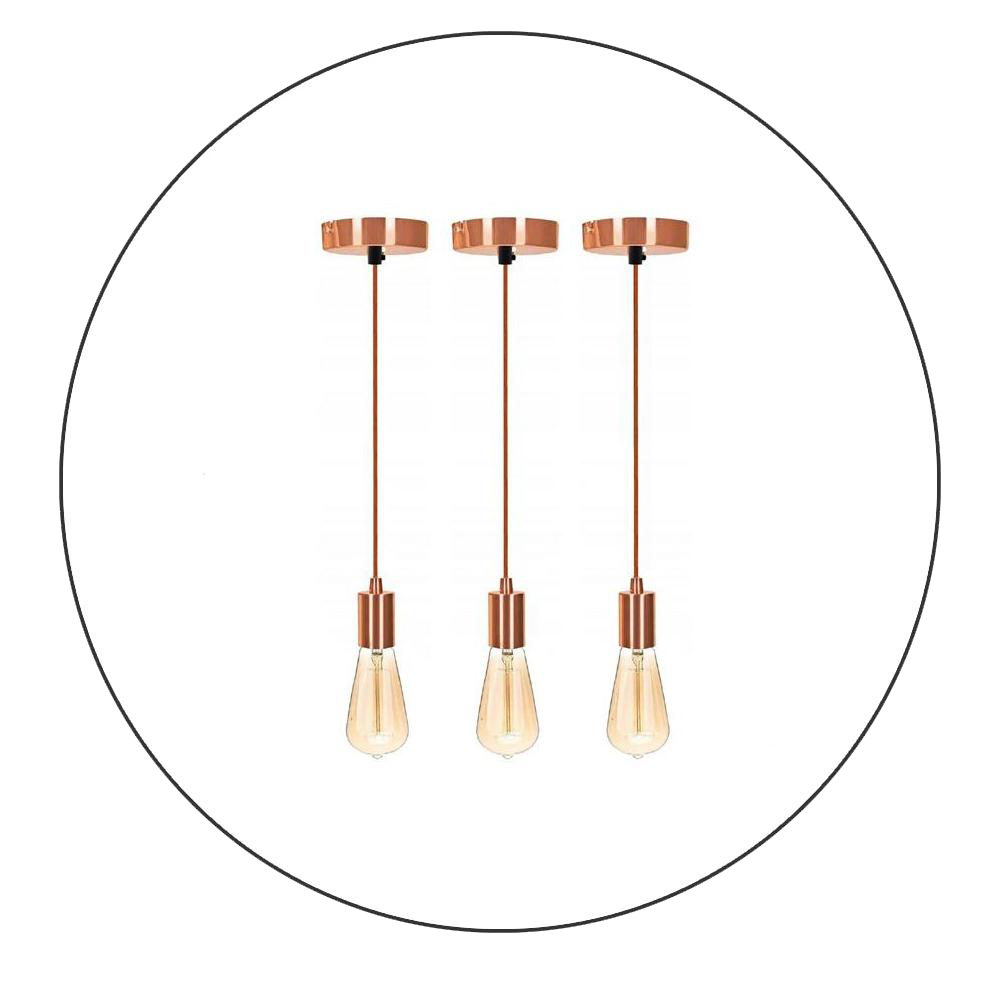 3 Pack E27 Screw 3 Pendant Light Ceiling Rose Fabric Flex Lamp Holder~2485 - LEDSone UK Ltd