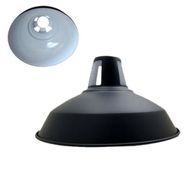 Lámpara colgante de techo de estilo industrial con ranuras de granero, de metal, interior blanco y negro, ~1064 