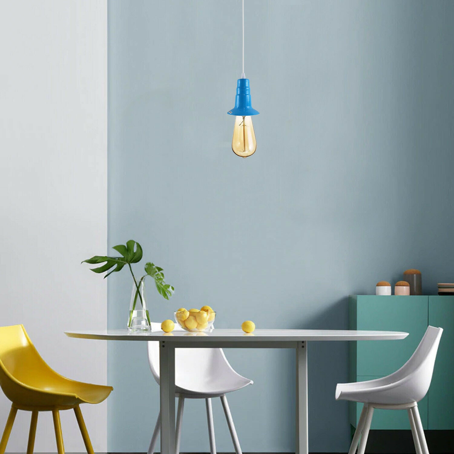 Light Blue Ceiling Light Fitting Industrial Pendant Lamp Bulb Holder~1681 - LEDSone UK Ltd