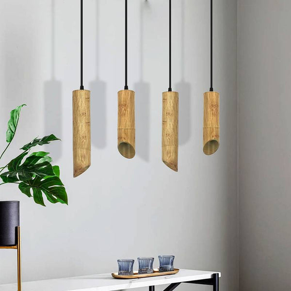 Modern Hanging Fixture Nordic Long Tube Hanging Lamp Bamboo GU10 Pendant Light-App 1
