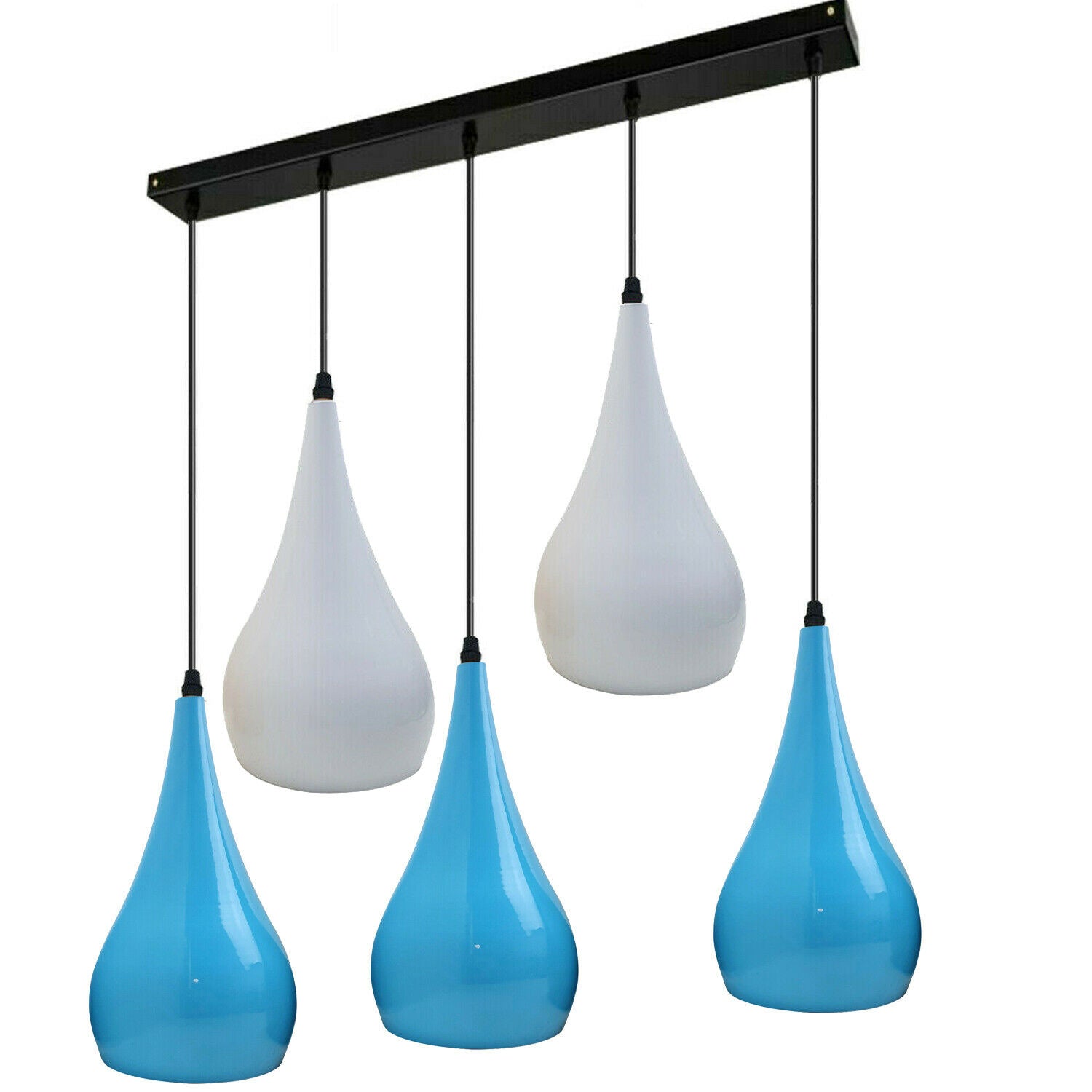 Blue And White Light Pendant Hanging Light Industrial 5 Outlet Pendant~1629 - LEDSone UK Ltd