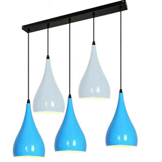 Blue And White Light Pendant Hanging Light Industrial 5 Outlet Pendant~1629 - LEDSone UK Ltd