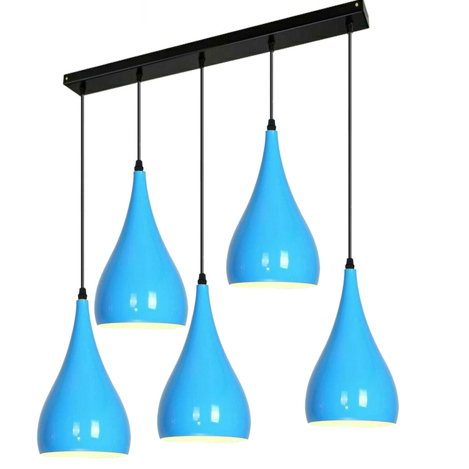 Blue 5 Outlet Ceiling Light Fixtures Black Hanging Pendant Lighting~1625 - LEDSone UK Ltd