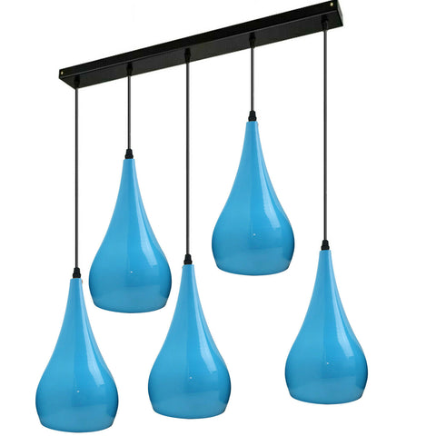 Blue 5 Outlet Ceiling Light Fixtures Black Hanging Pendant Lighting~1625