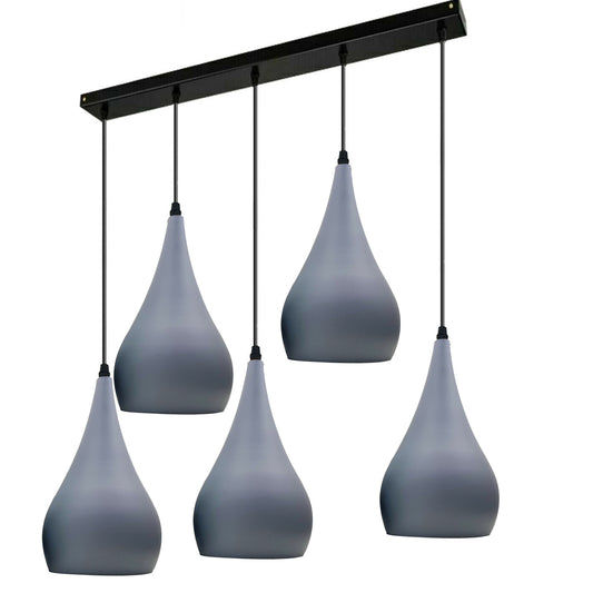 Grey 5 Outlet Ceiling Light Fixtures Black Hanging Pendant Lighting~1626 - LEDSone UK Ltd