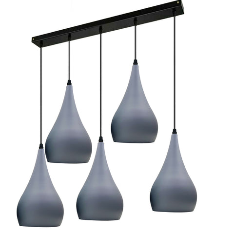 Grey 5 Outlet Ceiling Light Fixtures Black Hanging Pendant Lighting~1626