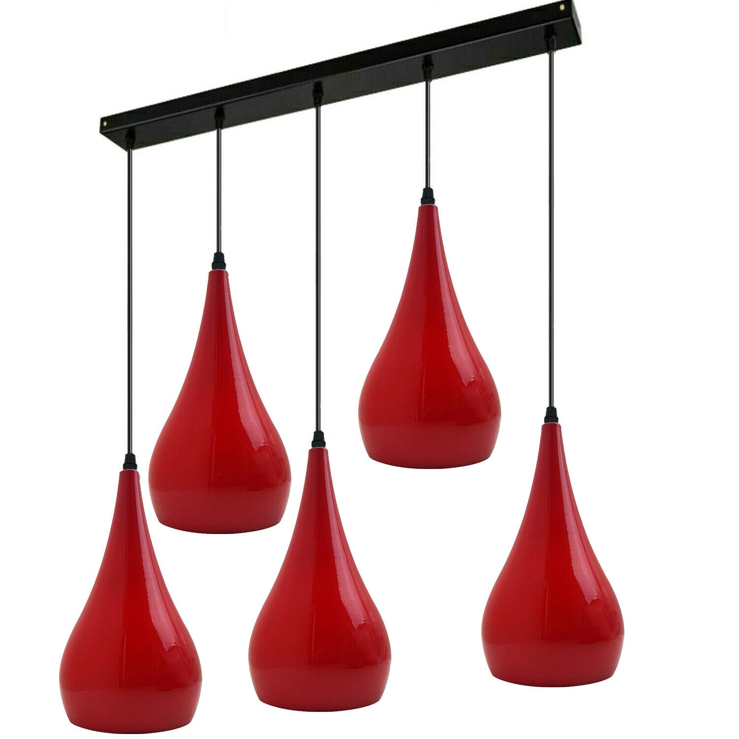 Red 5 Outlet Ceiling Light Fixtures Black Hanging Pendant Lighting~1623 - LEDSone UK Ltd