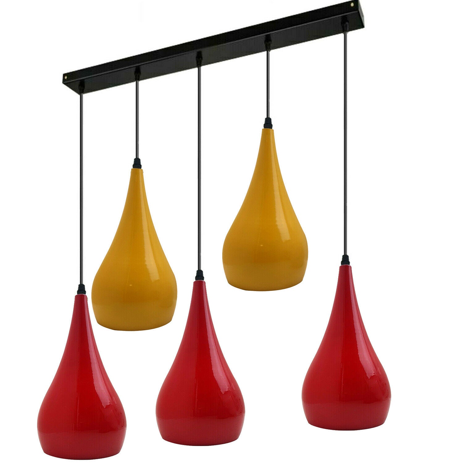 Red And Yellow Light Pendant Hanging Light Industrial 5 Outlet Pendant~1630 - LEDSone UK Ltd
