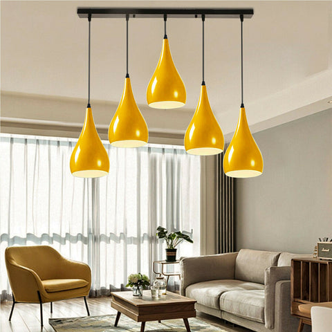 Yellow 5 Outlet Ceiling Light Fixtures Black Hanging Pendant Lighting~1624