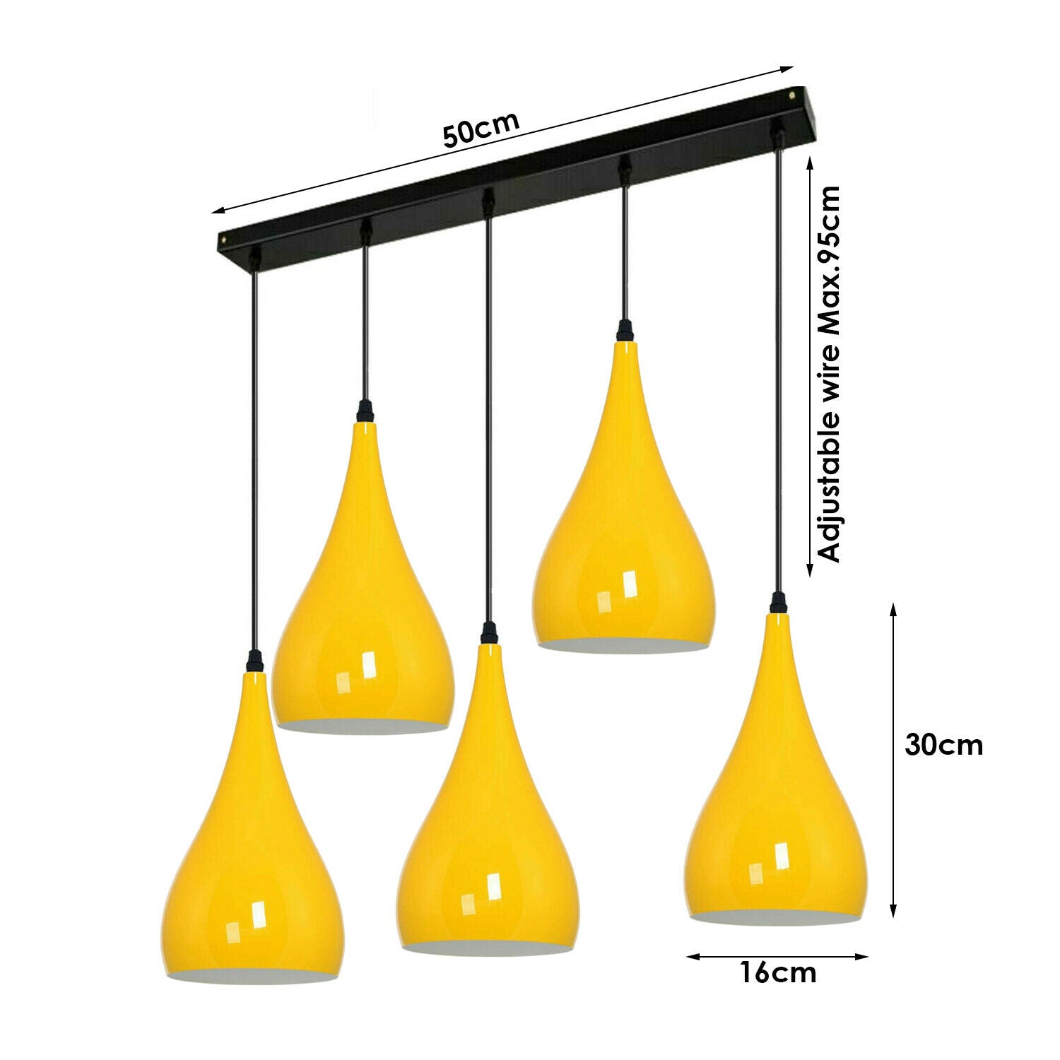 Yellow 5 Outlet Ceiling Light Fixtures Black Hanging Pendant Lighting~1624 - LEDSone UK Ltd