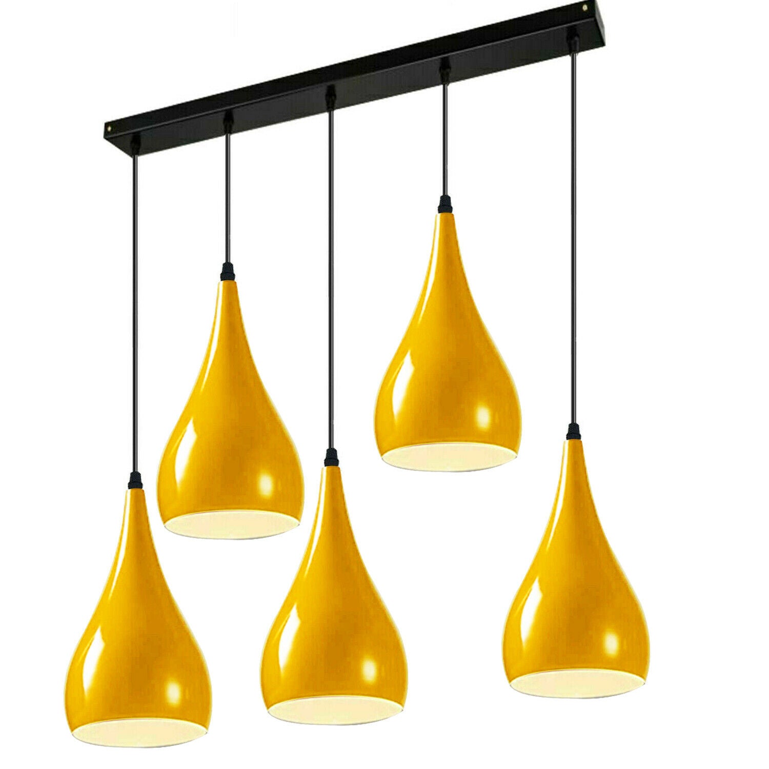 Yellow 5 Outlet Ceiling Light Fixtures Black Hanging Pendant Lighting~1624 - LEDSone UK Ltd