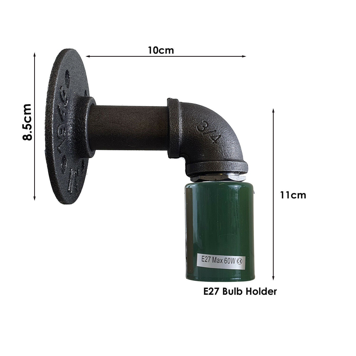 Green Water Pipe Wall Lamp Industrial style single wall light fitting~1524 - LEDSone UK Ltd
