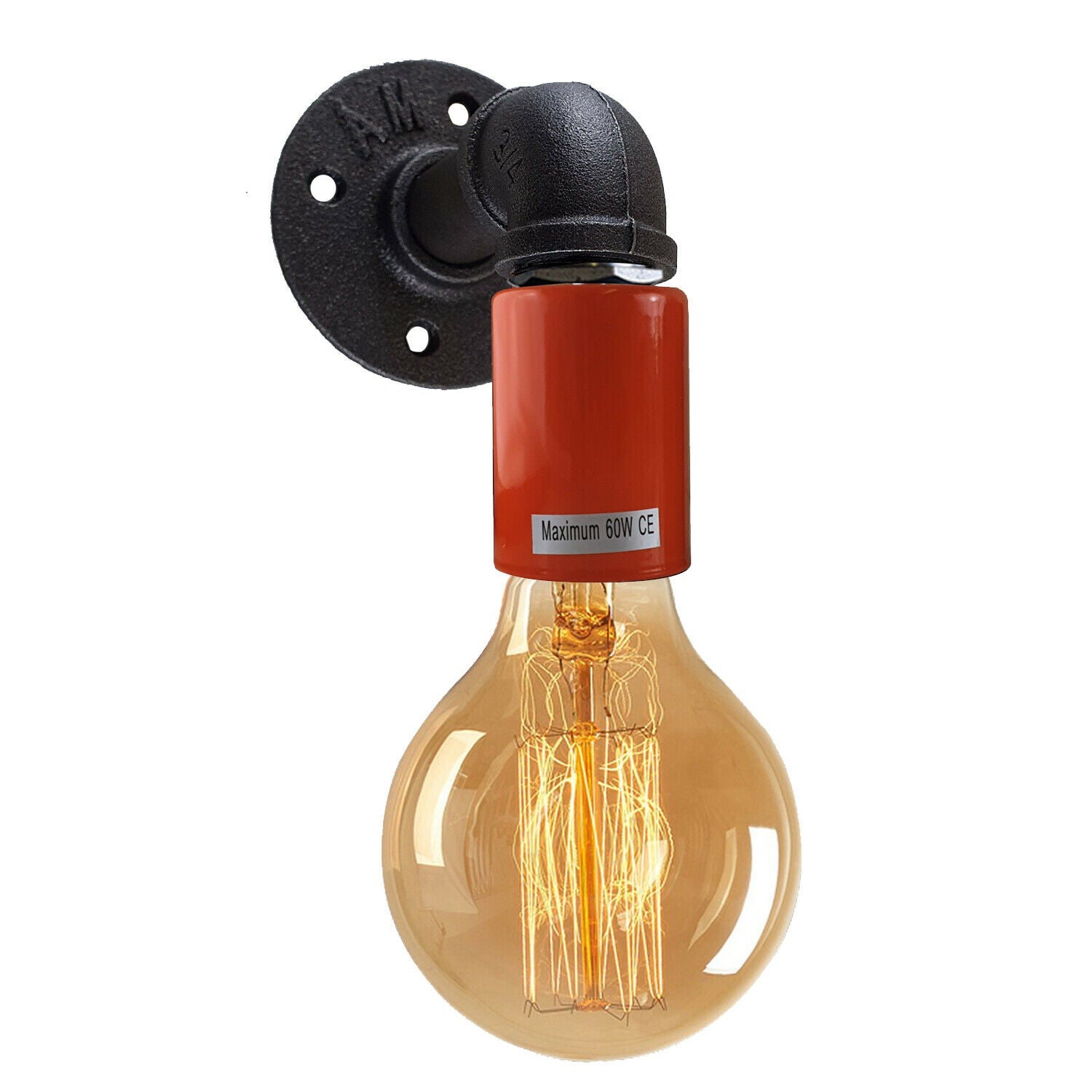 Orange Water Pipe Wall Lamp Industrial style single wall light fitting~1527 - LEDSone UK Ltd