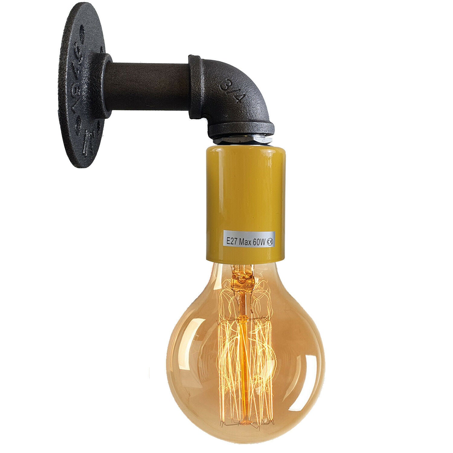 Yellow Water Pipe Wall Lamp Industrial style single wall light fitting~1526 - LEDSone UK Ltd