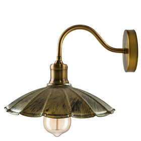 Vintage Swan Neck Wall Light 22cm Umbrella Shade E27 Brushed Brass~1500
