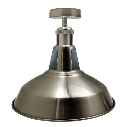 Modern Semi Flush Fittings Brushed Metal Lounge Ceiling light - Satin Nickel~2199 - LEDSone UK Ltd