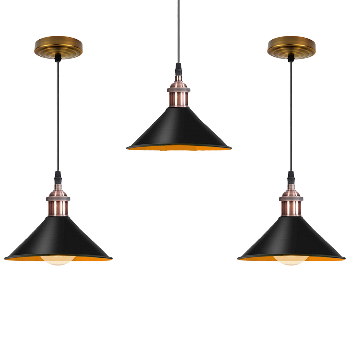 Modern Vintage Black Pendant Lamp Vintage Industrial Metal Cone Ceiling Light Shade~1514 - LEDSone UK Ltd