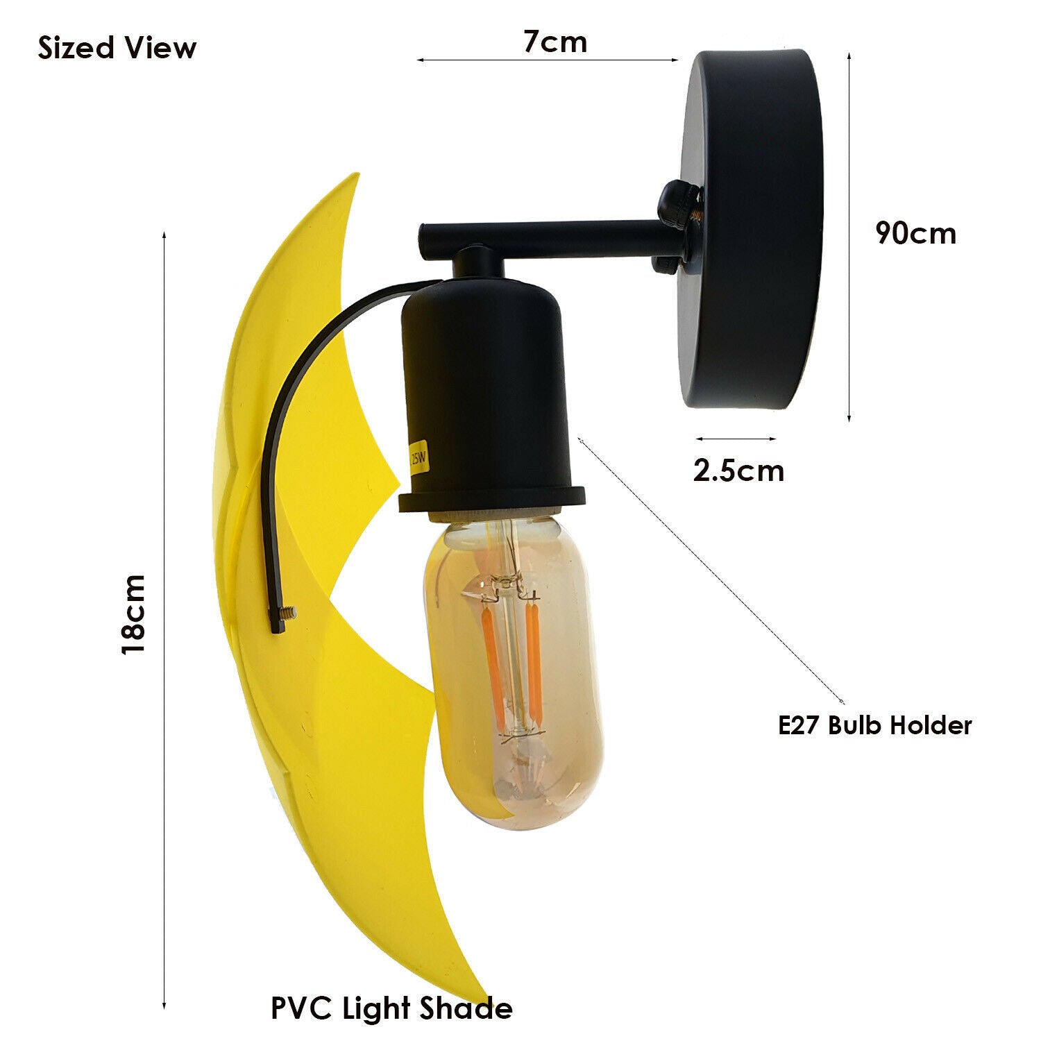 Modern Yellow Wall Light Indoor Sconce Lighting Lamp Fixture With LED Bulb~2562 - LEDSone UK Ltd