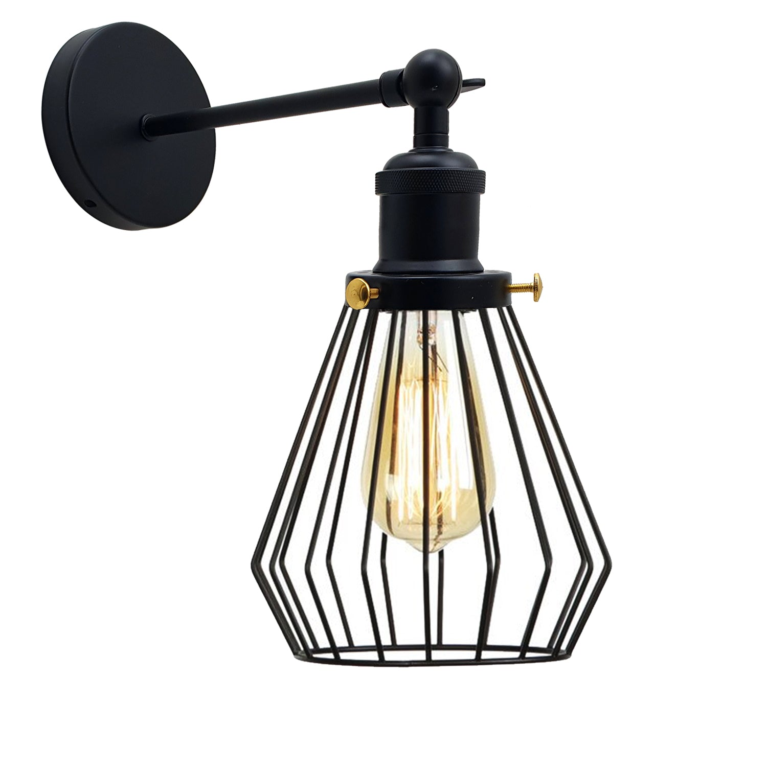 Modern wall lamp retro industrial iron bird cage wall light Adjustable sconce~2695 - LEDSone UK Ltd