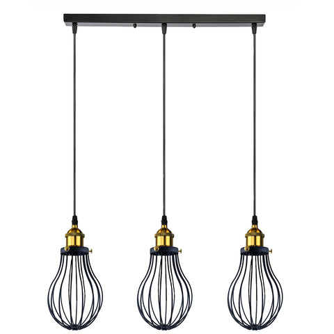 Industrial 3 heads Black hanging Pendant Accessories Ceiling Light Cover Decorative Cage light fixture~3427
