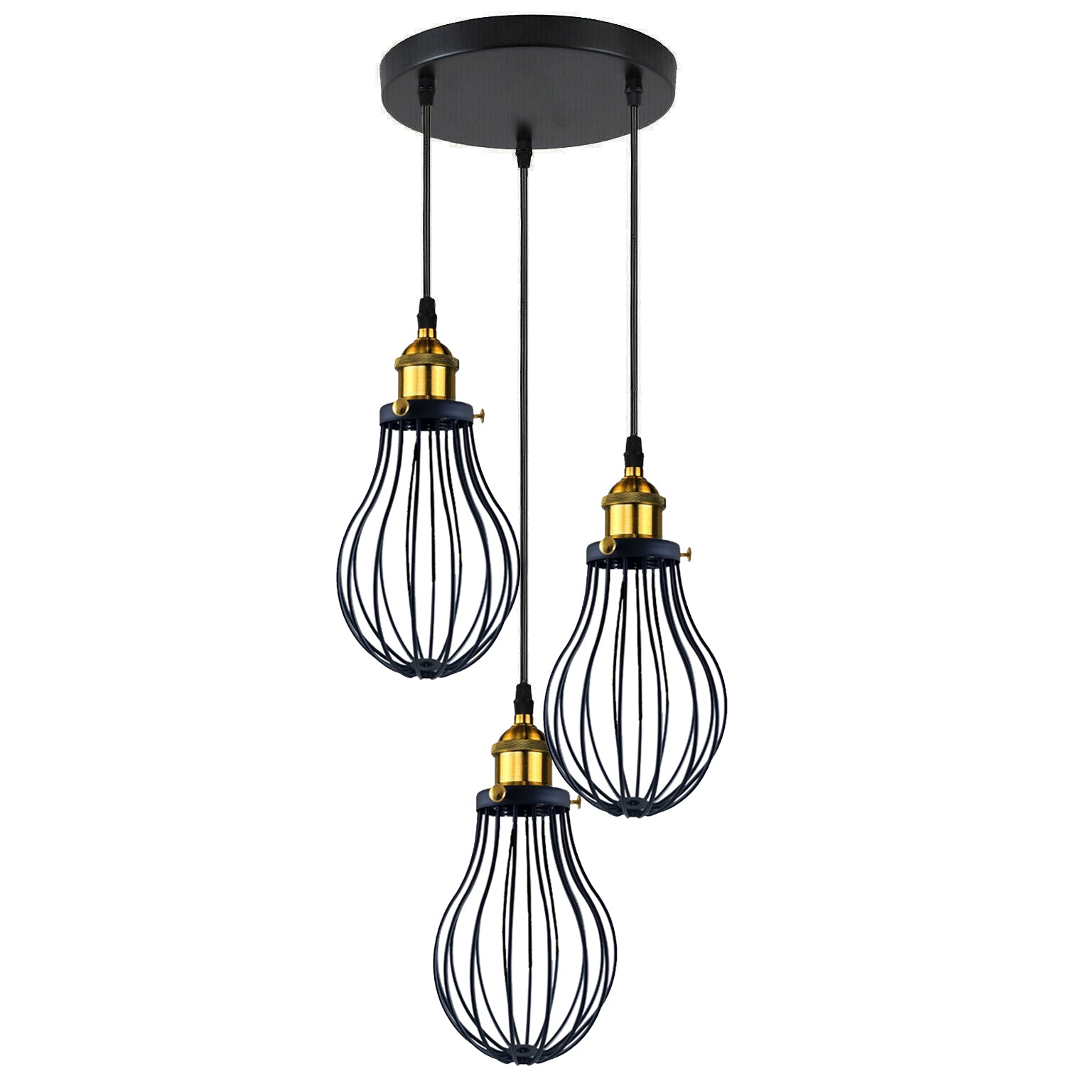 Industrial 3 heads Black hanging Pendant Accessories Ceiling Light Cover Decorative Cage light fixture~3427 - LEDSone UK Ltd